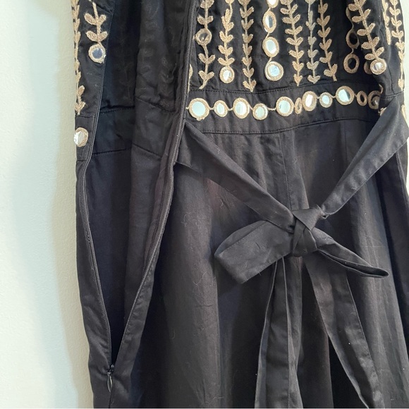 Anthropologie Raga Natasha Black Cotton Mirrored Jumpsuit Size Medium - Picture 9 of 16